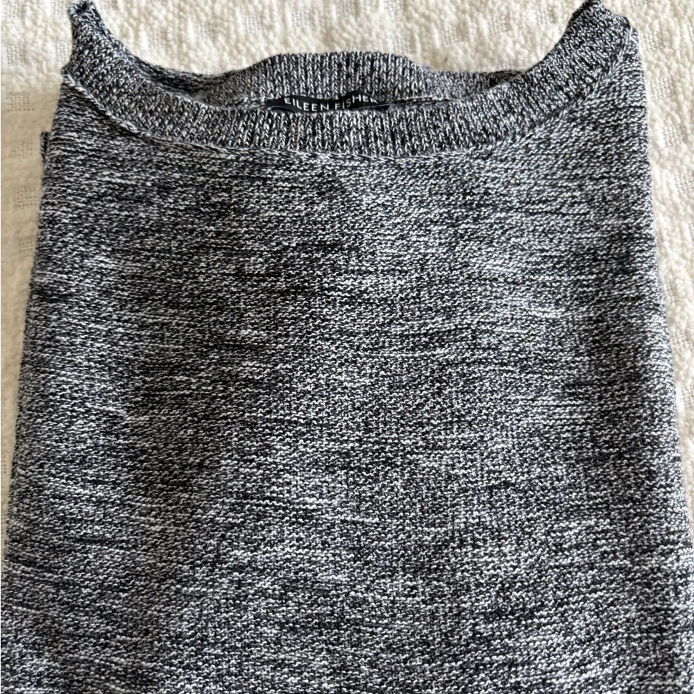 Eileen Fisher Black & White Marled Crewneck Sweater